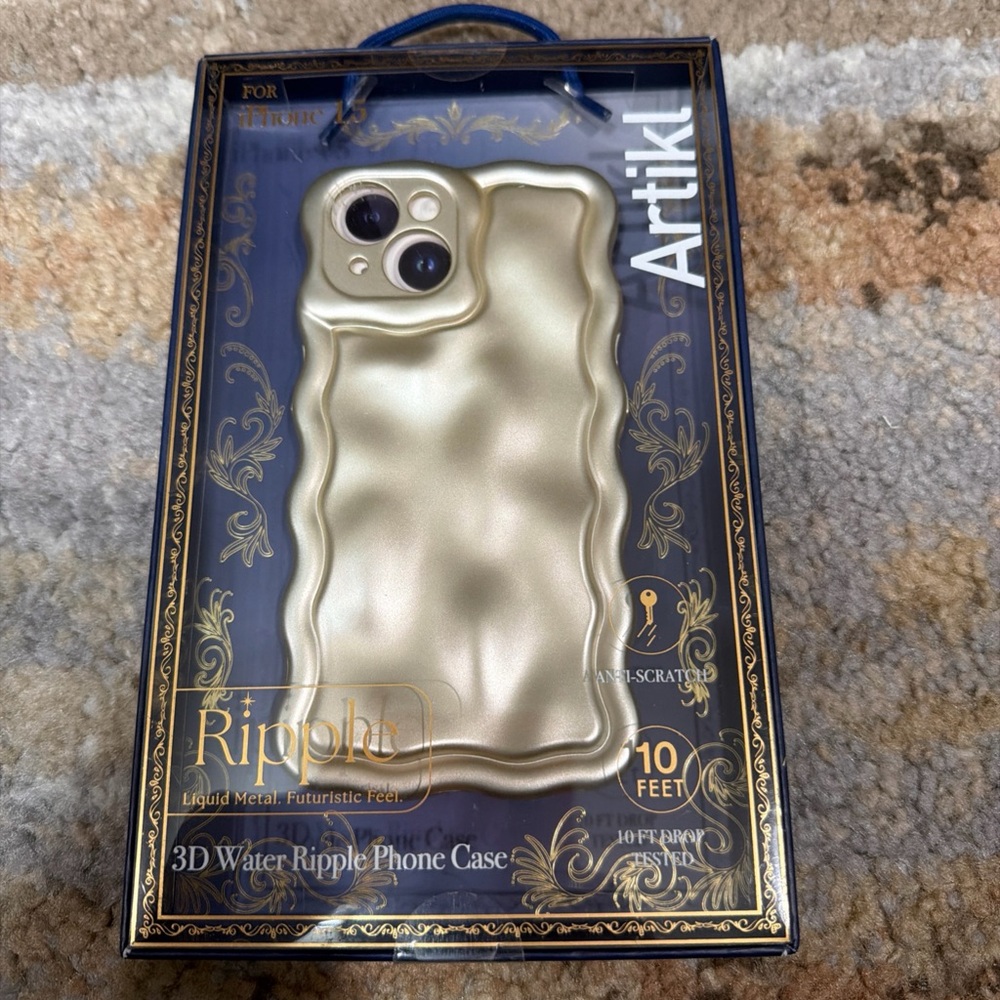 Gold 3D Water Ripple Phone Case